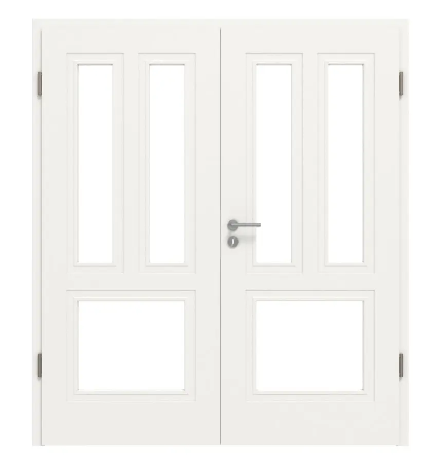 Widok frontowy Lacuna 3 LA, klasyczny biały lakier, drzwi dwuskrzydłowe z ościeżnicą - Huga