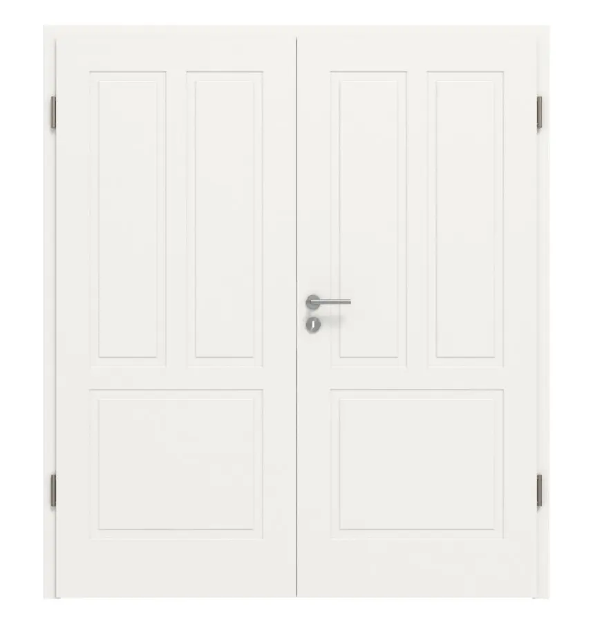 Widok frontowy Lacuna 3 klasyczny biały lakier drzwi dwuskrzydłowe z ościeżnicą - Huga