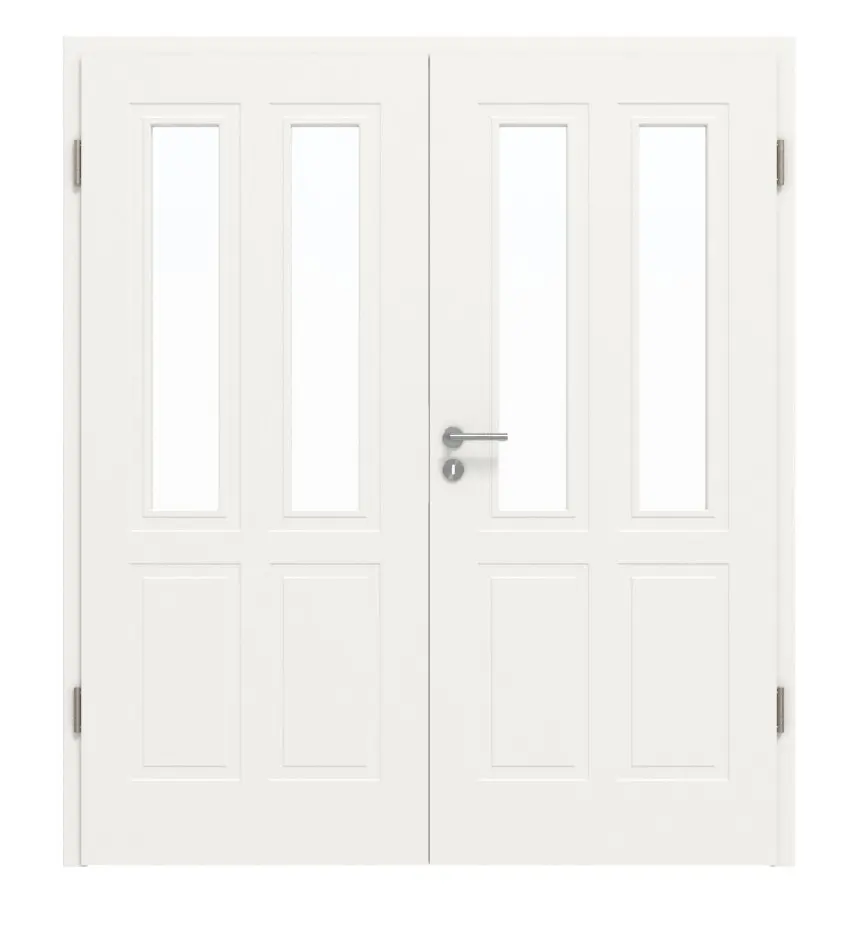 Widok frontowy Lacuna 4 LA klasyczny biały lakier drzwi dwuskrzydłowe z ościeżnicą - Huga