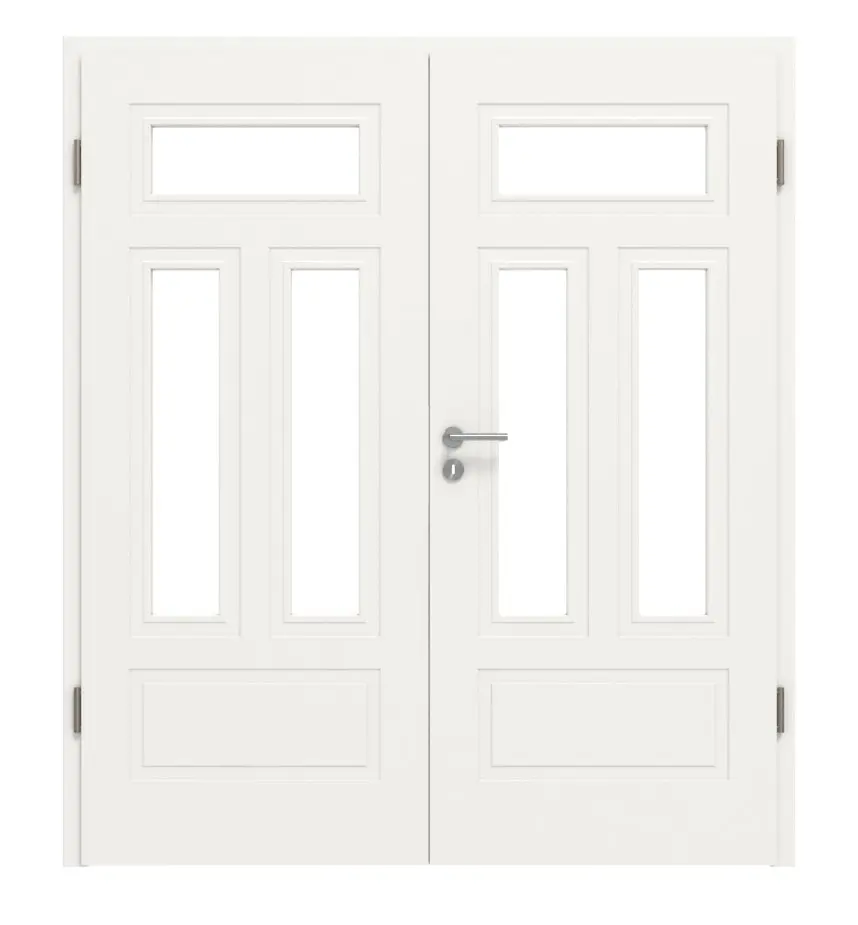 Widok frontowy modelu Lacuna 6 LA 2, klasyczny biały lakier, drzwi dwuskrzydłowe z ościeżnicą - Huga