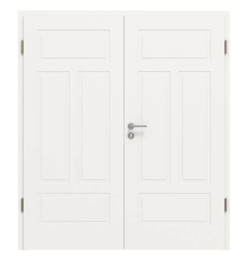 Widok frontowy marki Lacuna 6 klasyczny biały lakier drzwi dwuskrzydłowe z ościeżnicą - Huga