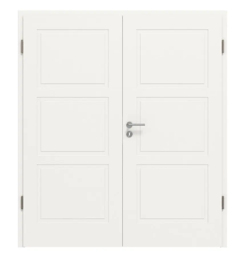 Widok frontowy Lacuna 7 klasyczny biały lakier drzwi dwuskrzydłowe z ościeżnicą - Huga
