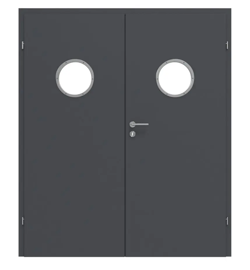 CLASSEN drzwi dwuskrzydłowe Natura HK M1 grafitowy RAL 7024 CPL z bulajem i ościeżnicą