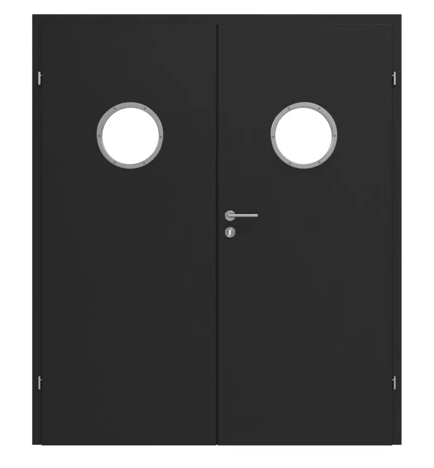 CLASSEN drzwi dwuskrzydłowe Natura HK M1 Uni Black Iridium z bulajem i ościeżnicą