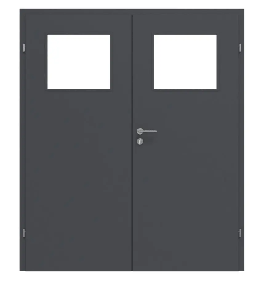 CLASSEN drzwi dwuskrzydłowe Natura HK M2 Grafit RAL 7024 CPL z przeszkleniem i ościeżnicą