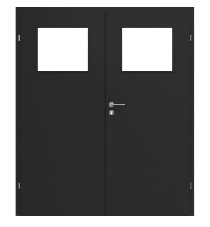 CLASSEN drzwi dwuskrzydłowe Natura HK M2 Uni Black Iridium z przeszkleniem i ościeżnicą