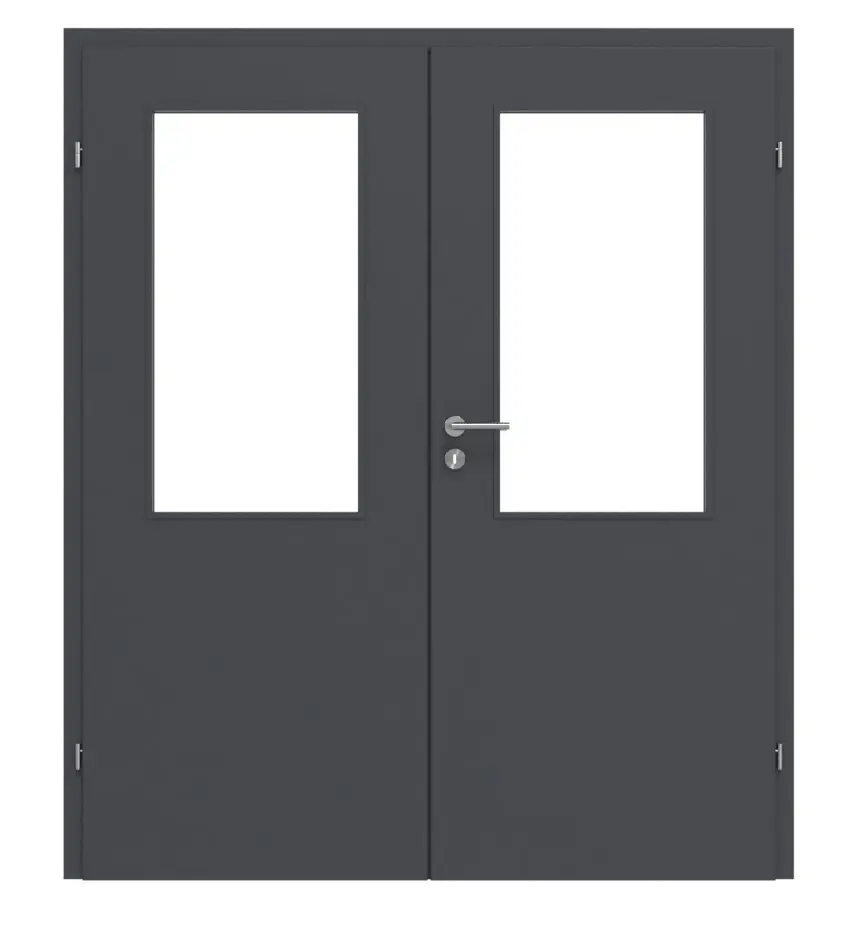 CLASSEN drzwi dwuskrzydłowe Natura HK M3 grafit RAL 7024 CPL z przeszkleniem i ościeżnicą