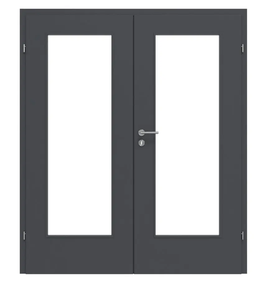 CLASSEN drzwi dwuskrzydłowe Natura HK M4 Grafit RAL 7024 CPL z przeszkleniem i ościeżnicą