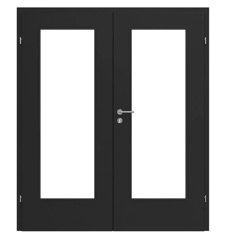 CLASSEN drzwi dwuskrzydłowe Natura HK M4 Uni Black Iridium z przeszkleniem i ościeżnicą
