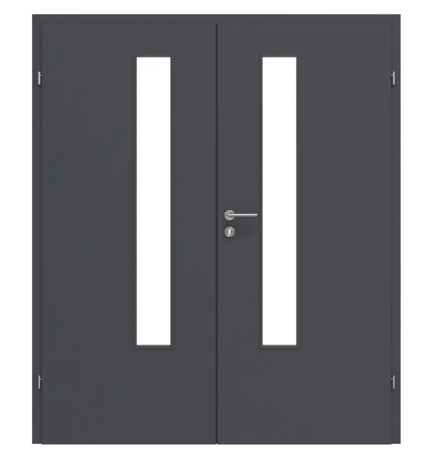 CLASSEN drzwi dwuskrzydłowe Natura HK M5 grafit RAL 7024 CPL z przeszkleniem i ościeżnicą
