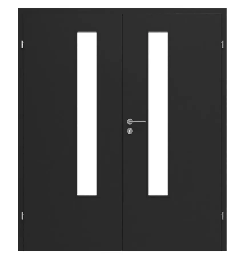 CLASSEN drzwi dwuskrzydłowe Natura HK M5 Uni Black Iridium z przeszkleniem i ościeżnicą