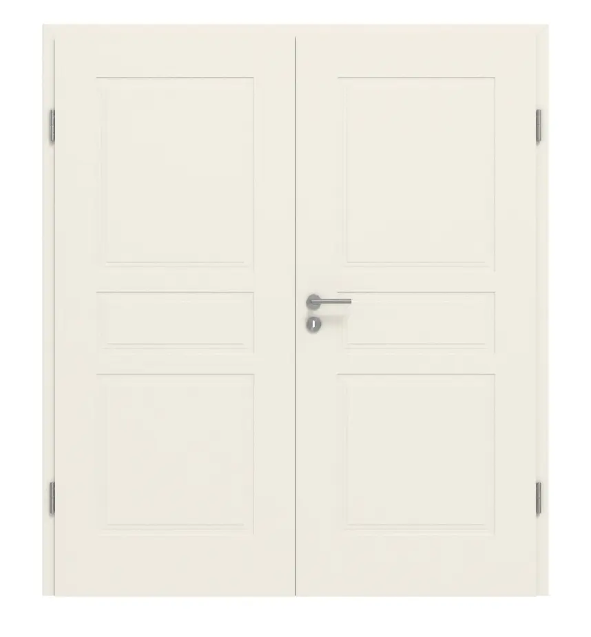 Widok frontowy marki GARANT drzwi dwuskrzydłowe Parma PF3 biały lakier z ościeżnicą