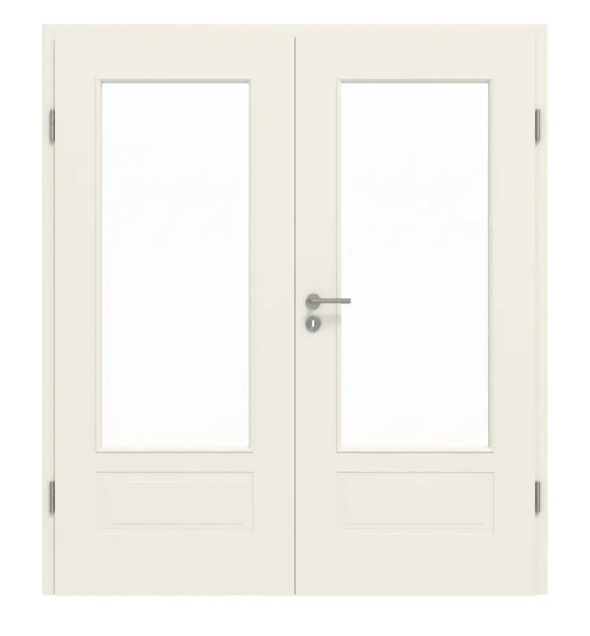 GARANT drzwi dwuskrzydłowe Parma biały lakier z przeszkleniem PFL1 z ościeżnicą