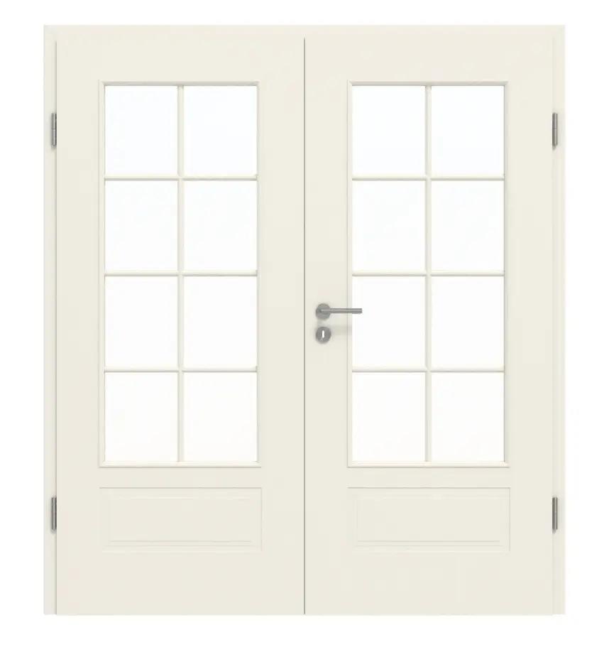 GARANT Drzwi dwuskrzydłowe Parma, biały lakier, z przeszkleniem PFL1, szpros SP1 z ościeżnicą