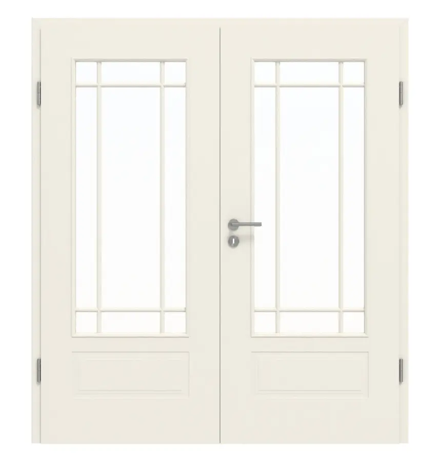 GARANT drzwi dwuskrzydłowe Parma biały lakier z wycięciem na szybę PFL1, szprosem SP5 i ościeżnicą
