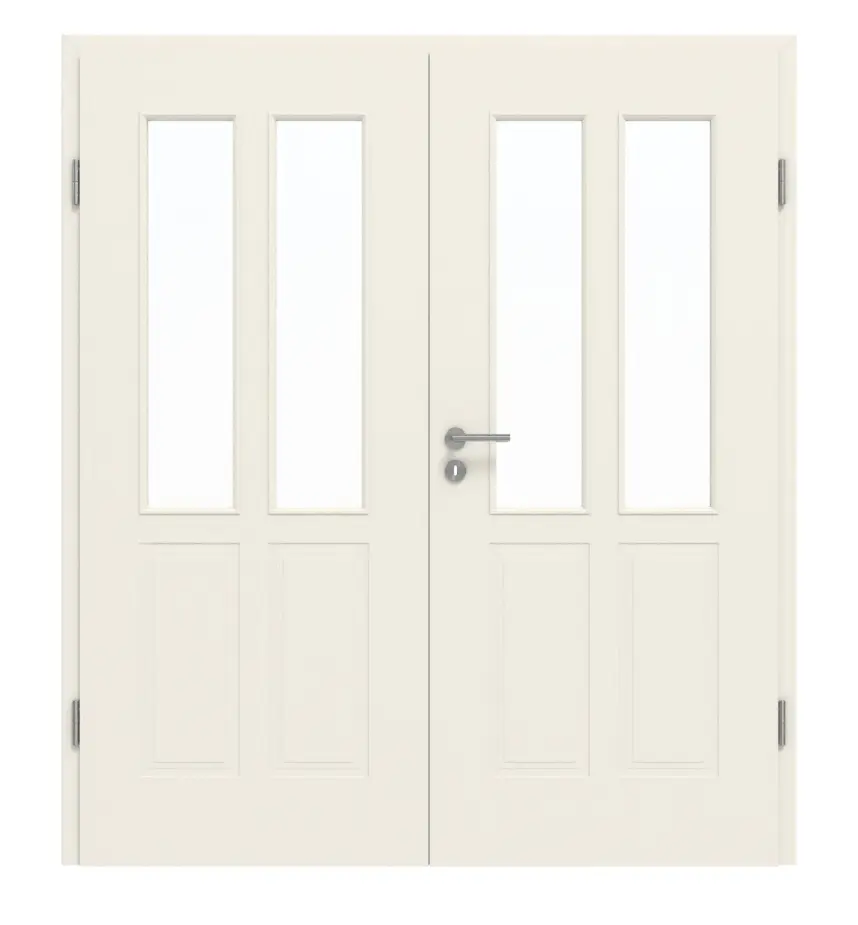 GARANT drzwi dwuskrzydłowe Parma biały lakier z przeszkleniem PFL4/2 z ościeżnicą