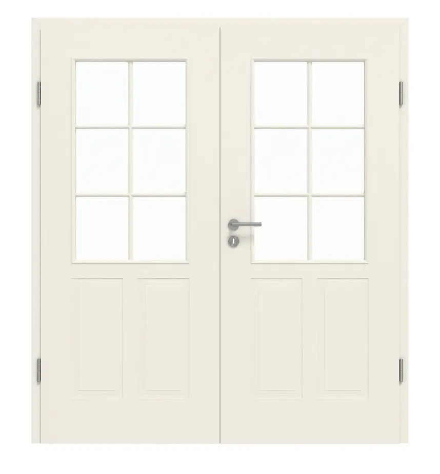 GARANT drzwi dwuskrzydłowe Parma biały lakier z przeszkleniem PFL4, szprosem SP4 i ościeżnicą