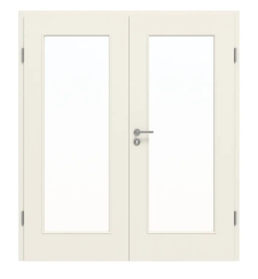 GARANT drzwi dwuskrzydłowe Parma biały lakier z przeszkleniem PFL5 z ościeżnicą