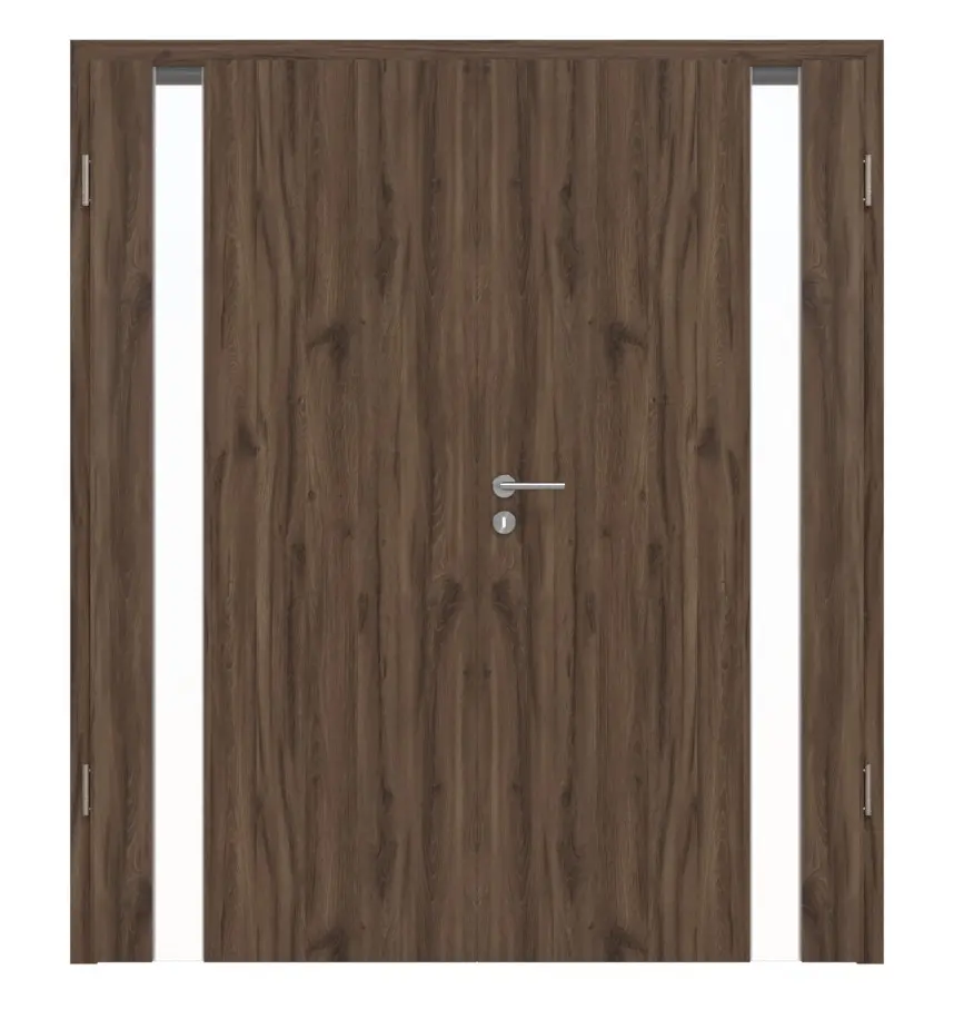 HÖRMANN drzwi dwuskrzydłowe Pure 1 dąb alpejski Duradecor DesignLine z przeszkleniem po stronie zawiasów z ościeżnicą