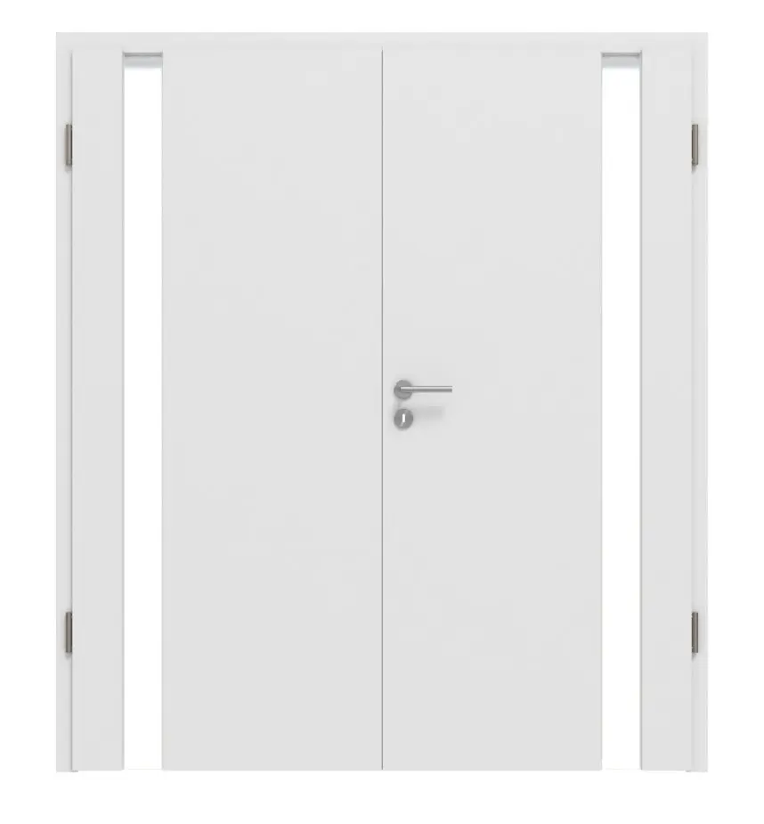 Widok frontowy Smart 1 strona zawiasowa Basic Durat biel baliowa drzwi dwuskrzydłowe z ościeżnicą - Huga