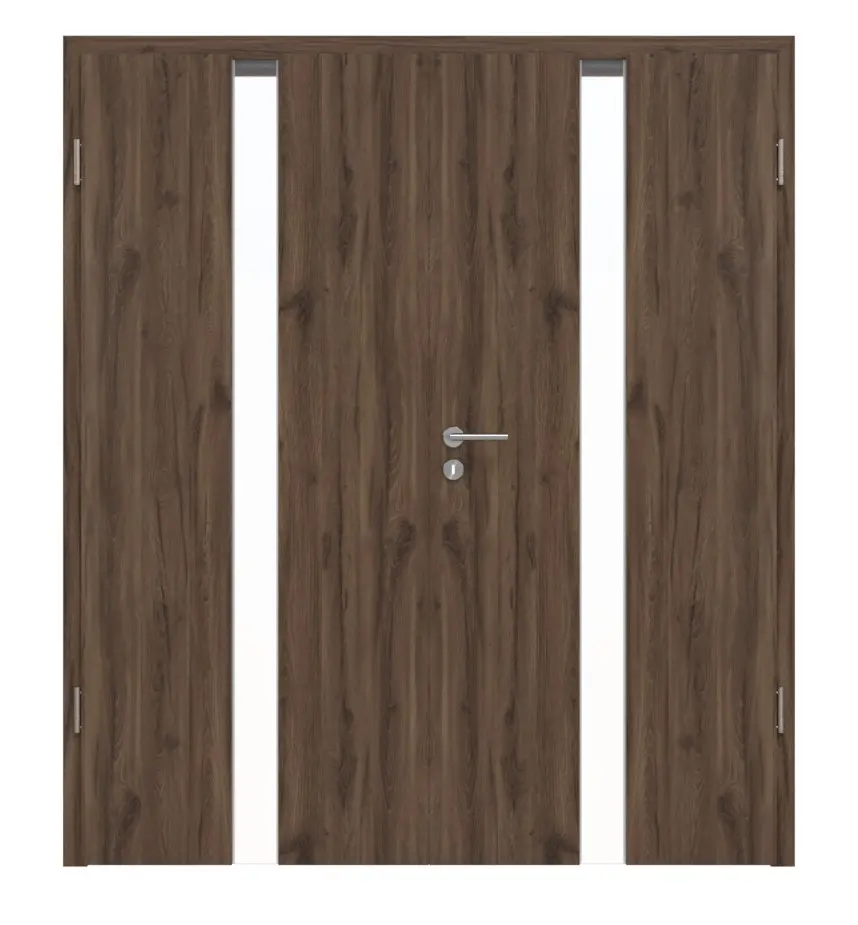 HÖRMANN drzwi 2-skrzydłowe Pure 1 dąb alpejski Duradecor DesignLine z przeszkleniem na środku z ościeżnicą