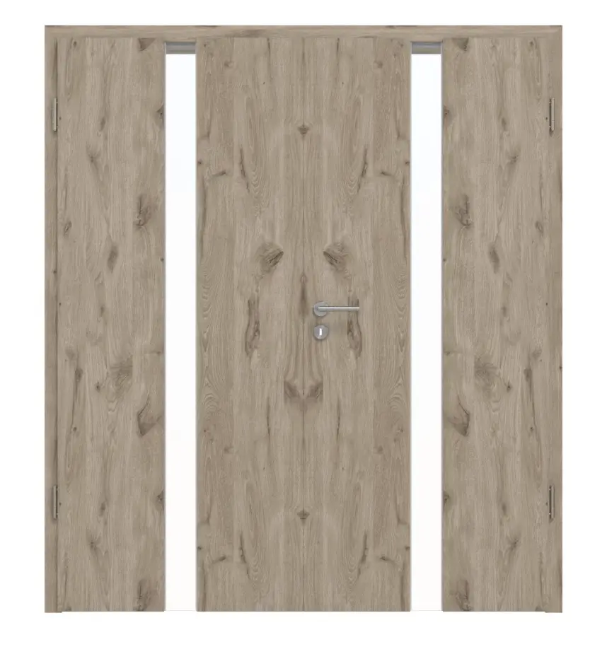 HÖRMANN drzwi dwuskrzydłowe Pure 1 dąb nordycki Duradecor DesignLine z przeszkleniem na środku z ościeżnicą