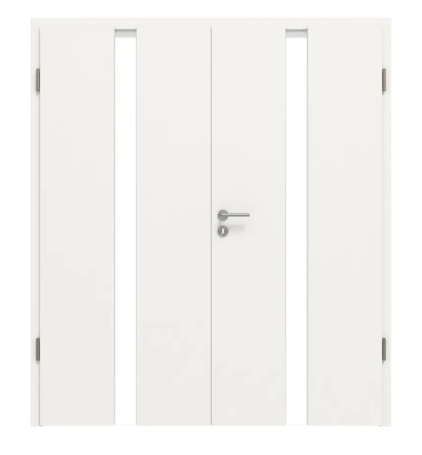 Widok frontowy modelu Smart 1 na środku Basic Durat biały beskidzki RAL 9016 drzwi dwuskrzydłowe z ościeżnicą - Huga