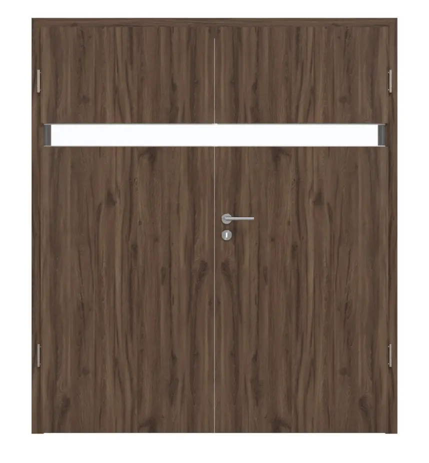 HÖRMANN drzwi dwuskrzydłowe Pure 1 dąb alpejski Duradecor DesignLine z przeszkleniem wzdłuż z ościeżnicą