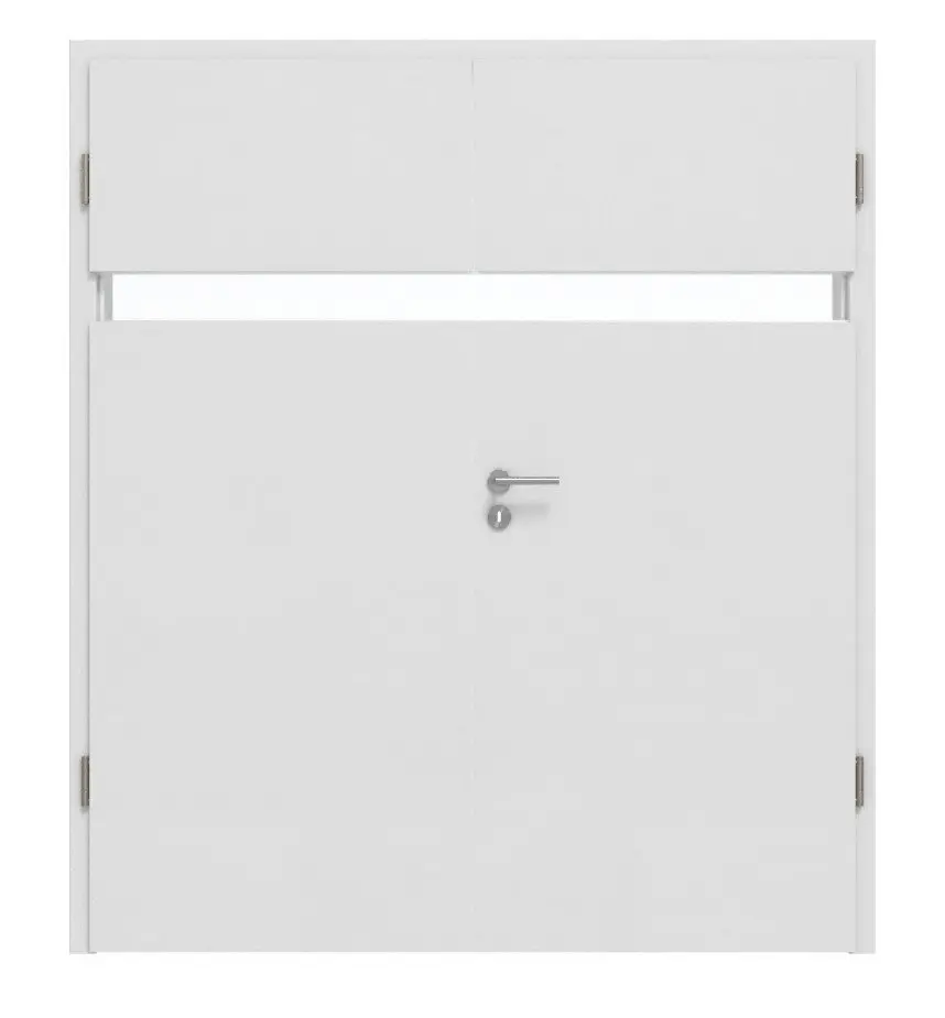 Widok frontowy Smart 1 wzdłuż Basic Durat biel baliowa drzwi dwuskrzydłowe z ościeżnicą - Huga