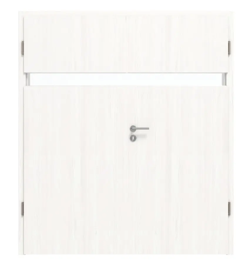 HÖRMANN Drzwi dwuskrzydłowe Pure 1 biel szczotkowana Duradecor DesignLine z przeszkleniem poprzecznym z ościeżnicą