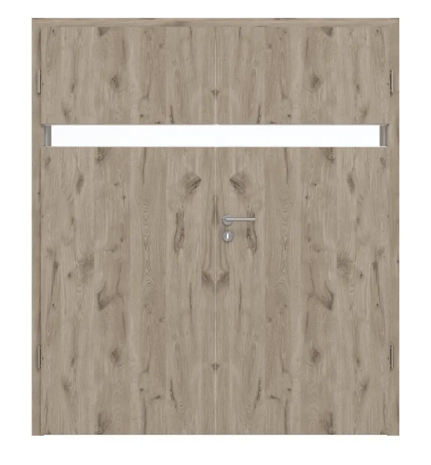 HÖRMANN drzwi dwuskrzydłowe Pure 1 Dąb Północny Duradecor DesignLine z przeszkleniem wzdłuż z ościeżnicą