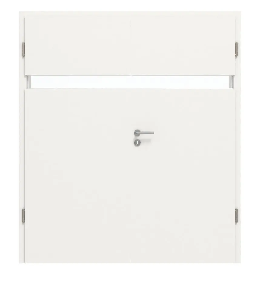 HÖRMANN Drzwi dwuskrzydłowe Pure 1 biały lakier DesignLine z przeszkleniem poprzecznym z ościeżnicą