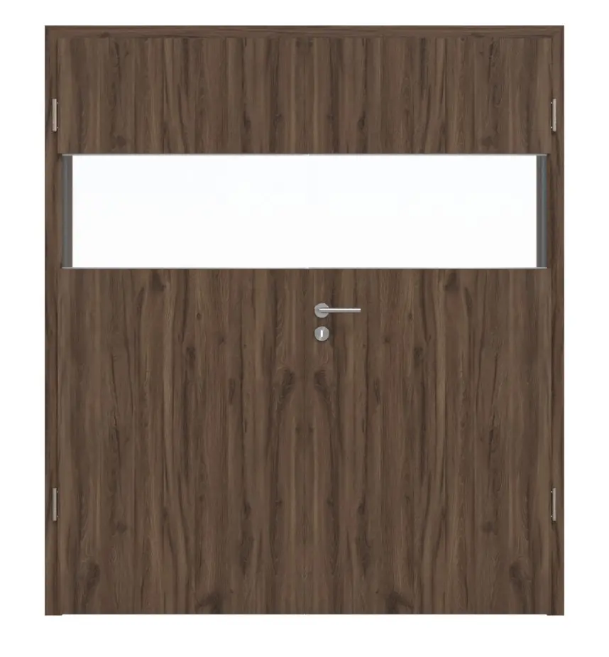 HÖRMANN drzwi dwuskrzydłowe Pure 2 dąb alpejski Duradecor DesignLine z przeszkleniem wzdłuż z ościeżnicą
