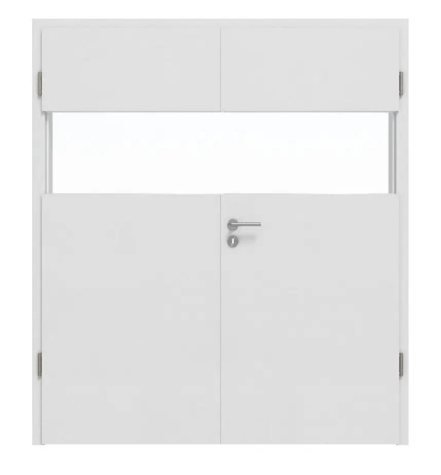 Widok frontowy Smart 2 wzdłuż Basic Durat biel baliowa drzwi dwuskrzydłowe z ościeżnicą - Huga