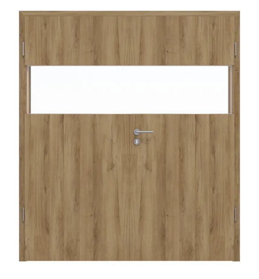 HÖRMANN drzwi 2-skrzydłowe Pure 2 dąb naturalny Duradecor DesignLine z przeszkleniem wzdłuż z ościeżnicą