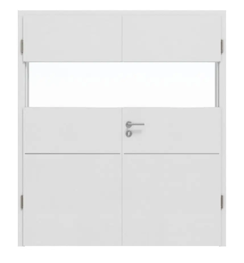 Widok frontowy Smart 2 wzdłuż Plain 79-7 Basic Durat biel baliowa drzwi dwuskrzydłowe z ościeżnicą - Huga