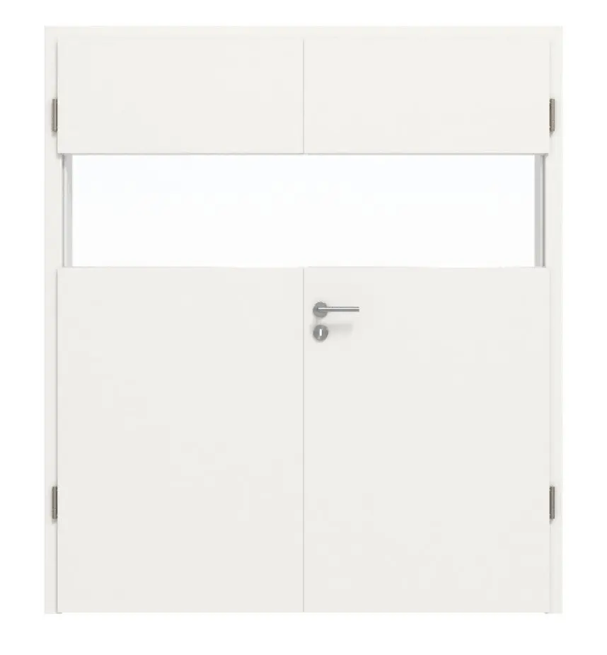 HÖRMANN Drzwi dwuskrzydłowe Pure 2 biały lakier DesignLine z przeszkleniem poprzecznym z ościeżnicą