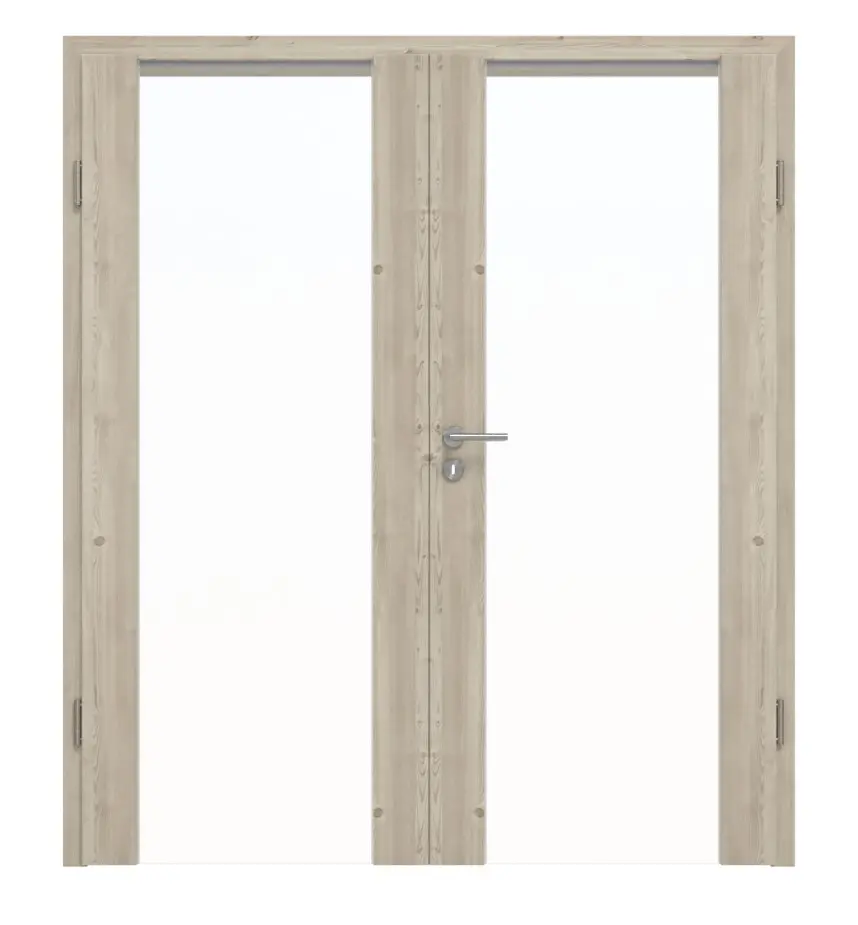 HÖRMANN drzwi 2-skrzydłowe Rail 1 szczotkowane modrzew jasny Duradecor DesignLine z ościeżnicą