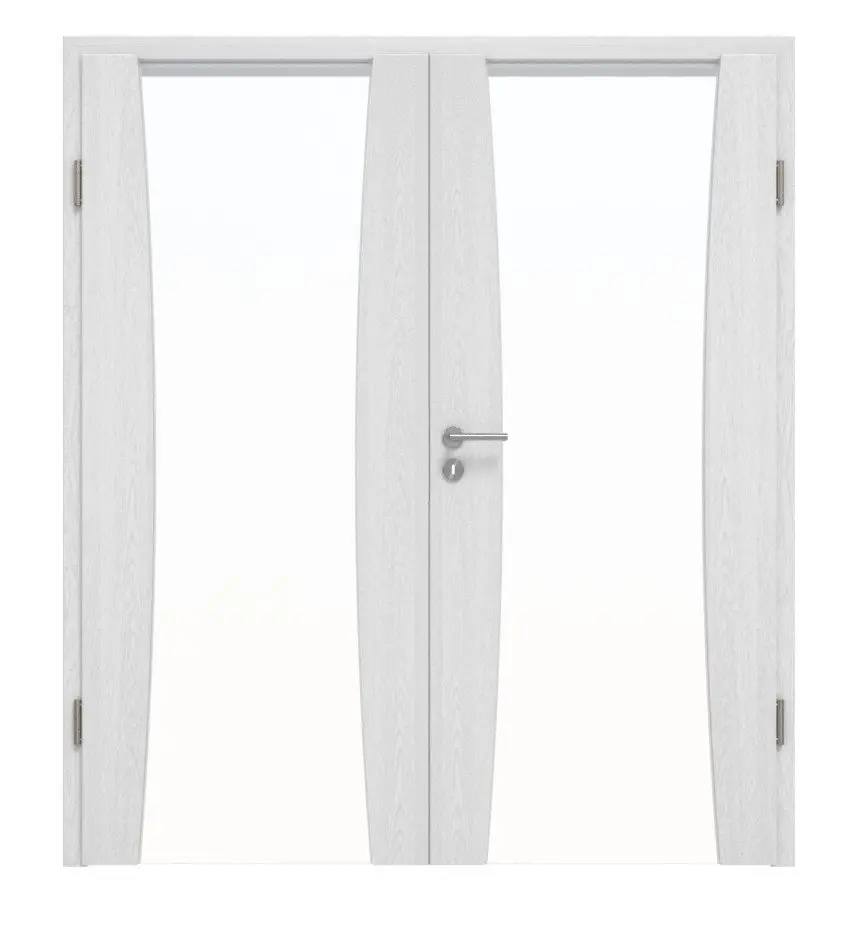 Widok frontowy drzwi dwuskrzydłowych Huga Sueno 2, dąb biały Durat Concept z ościeżnicą.