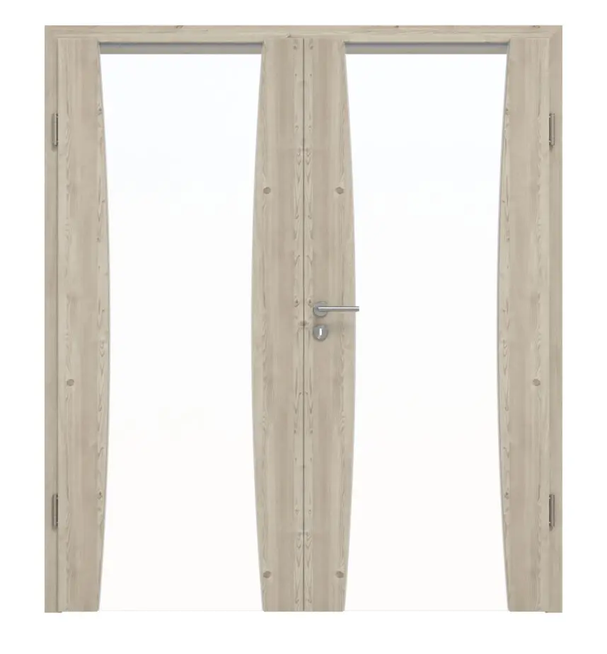 HÖRMANN drzwi dwuskrzydłowe Rail 2 szczotkowany modrzew jasny Duradecor DesignLine z ościeżnicą