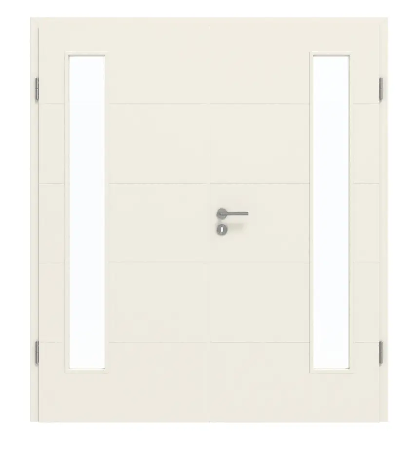 GARANT drzwi dwuskrzydłowe Riva RI1 biały lakier z przeszkleniem LA-4 po stronie zawiasów z ościeżnicą