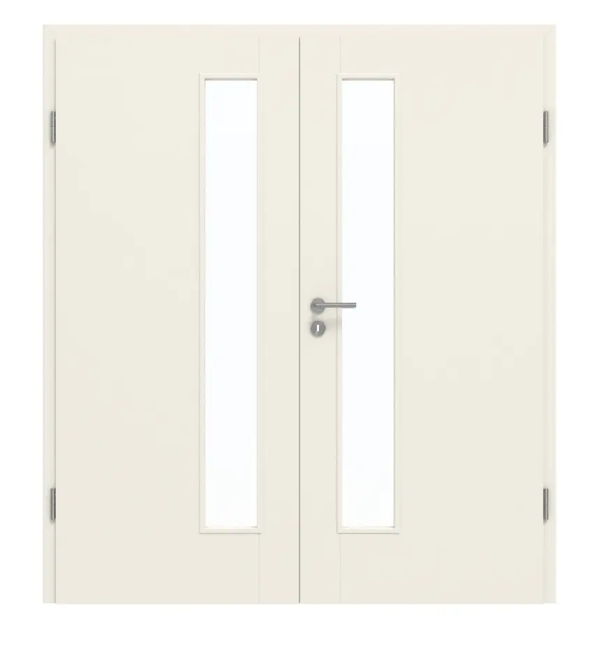 GARANT drzwi dwuskrzydłowe Riva RI4 biały lakier z przeszkleniem LA-4 od strony zamka z ościeżnicą