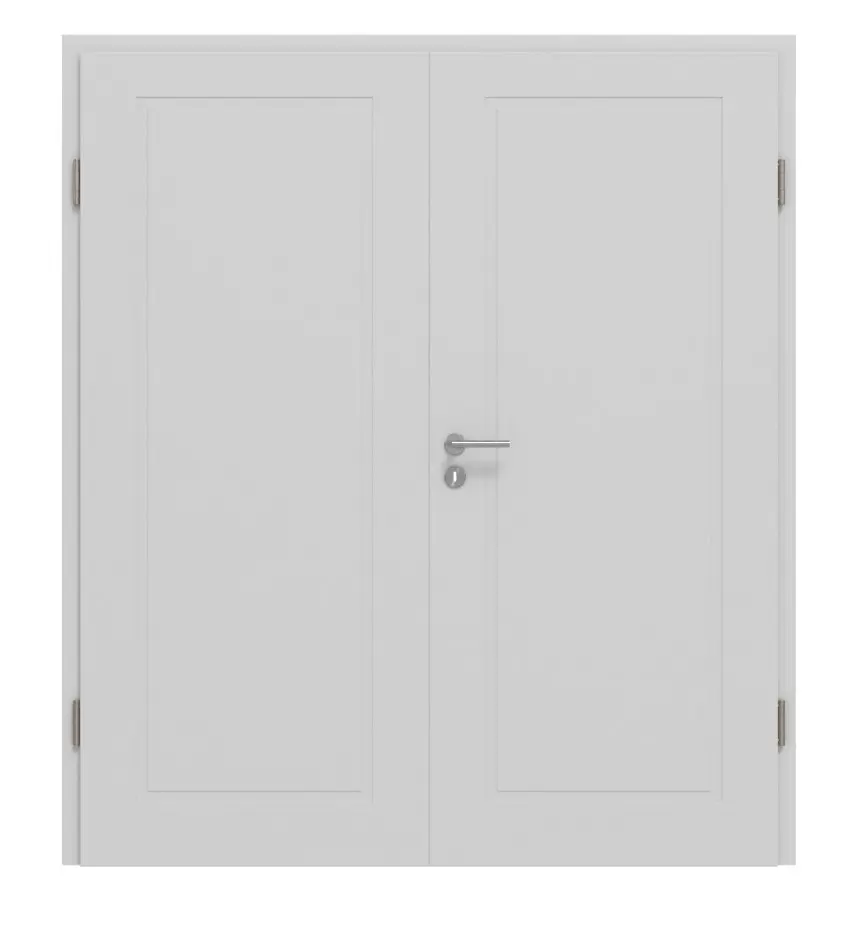 JELD-WEN Drzwi dwuskrzydłowe Shape 1F niklowo-szare podobne do RAL 7047 ExpertLack z ościeżnicą