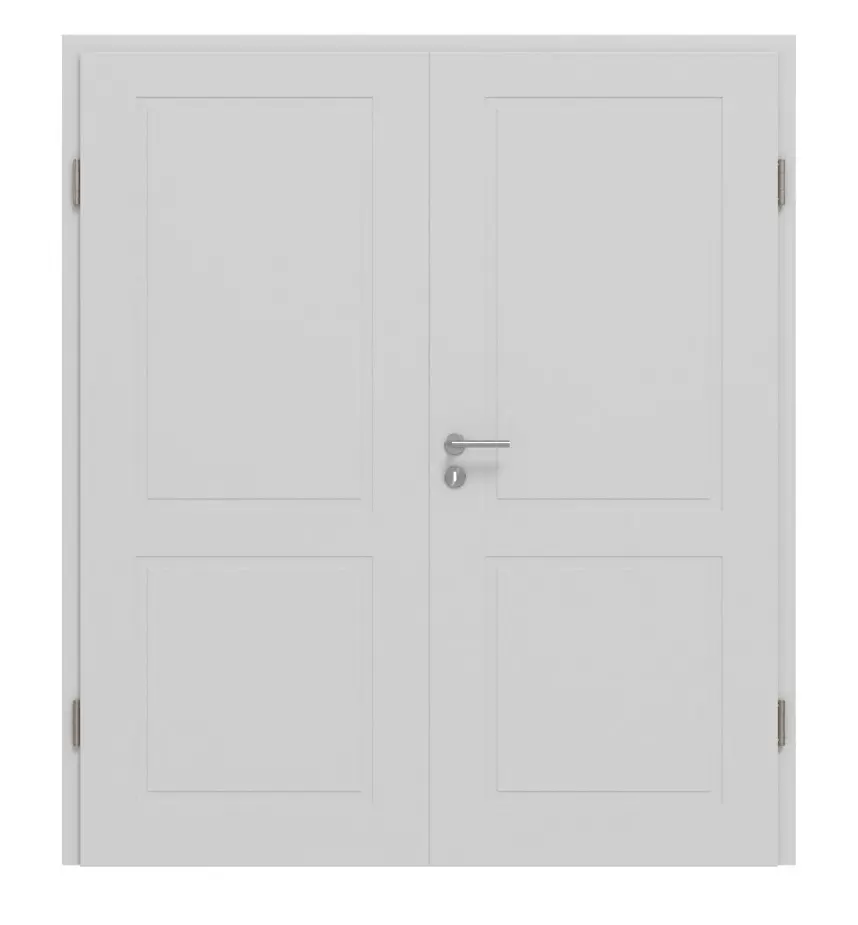 JELD-WEN drzwi dwuskrzydłowe Shape 2F szary niklowy podobny do RAL 7047 ExpertLack z ościeżnicą