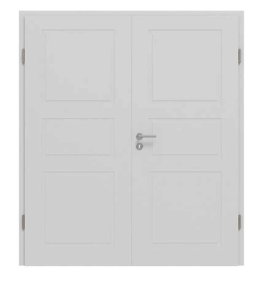 JELD-WEN drzwi dwuskrzydłowe Shape 3F szary niklowy podobny do RAL 7047 ExpertLack z ościeżnicą