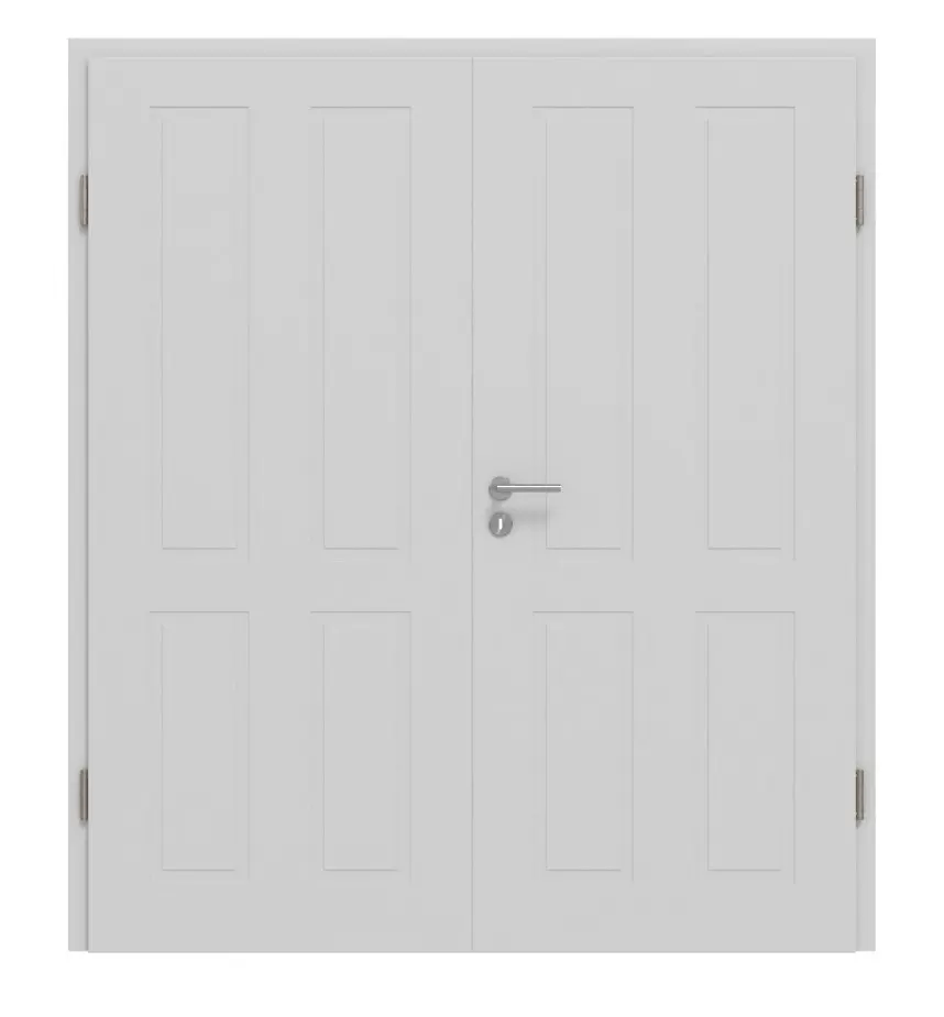 JELD-WEN drzwi 2-skrzydłowe Shape 4F szary niklowy podobny do RAL 7047 ExpertLack z ościeżnicą