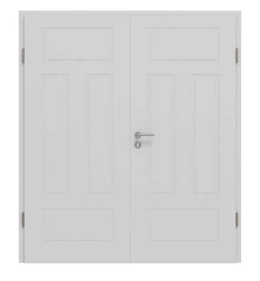 JELD-WEN drzwi dwuskrzydłowe Shape 4FS niklowo-szare – kolor podobny do RAL 7047 Lakier Expert z ościeżnicą