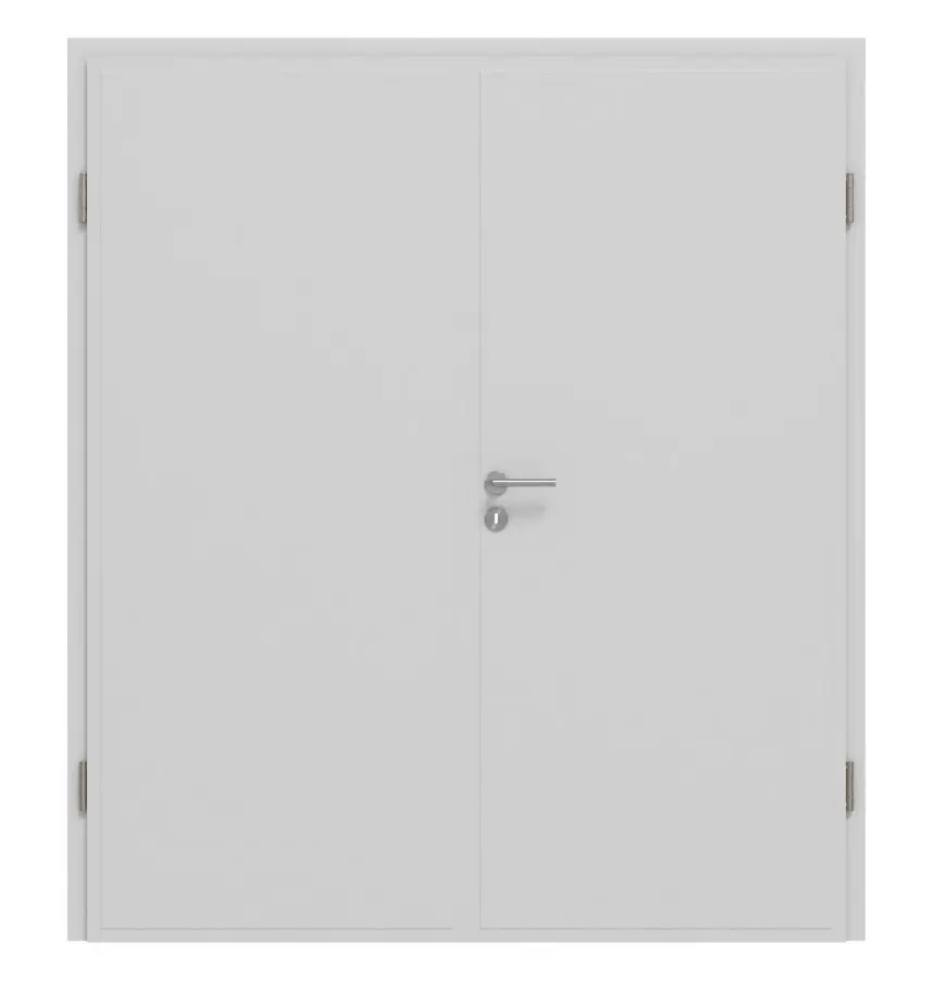 JELD-WEN Podwójne drzwi Shape Zero niklowo-szare podobne do RAL 7047 Lakier Expert z ościeżnicą