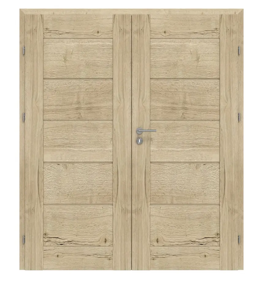 Drzwi dwuskrzydłowe Stone II M1 dąb Cleveland folia dekoracyjna z ościeżnicą