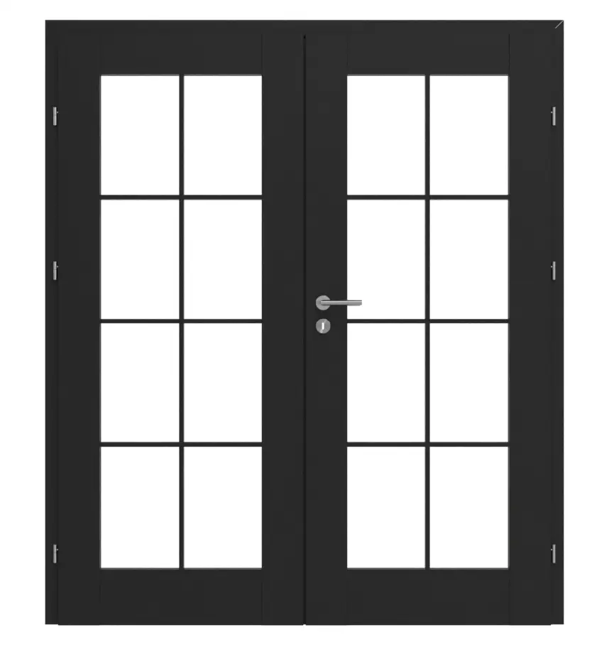 CLASSEN drzwi 2-skrzydłowe Svin M1.1.2 Uni Black Iridium z ościeżnicą i przeszkleniem